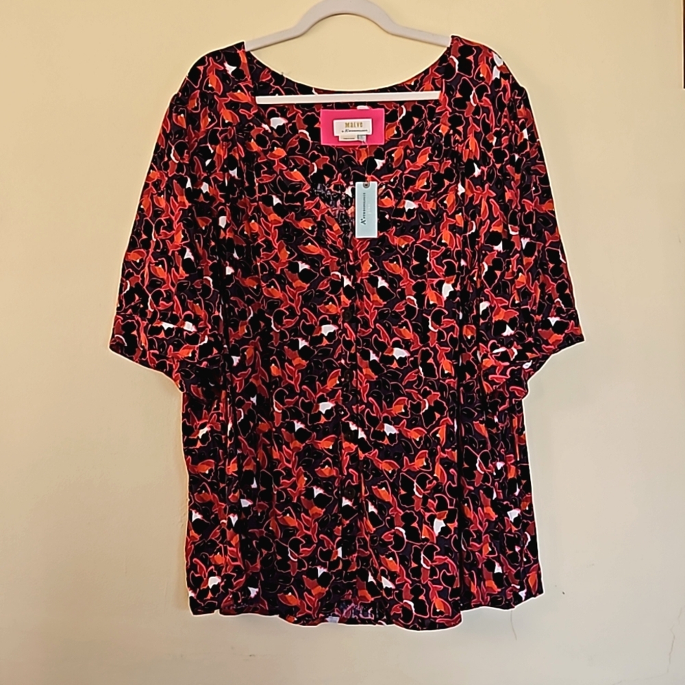 Anthropologie Maeve Short Sleeve V-Neck Blouse Size 26W NWT